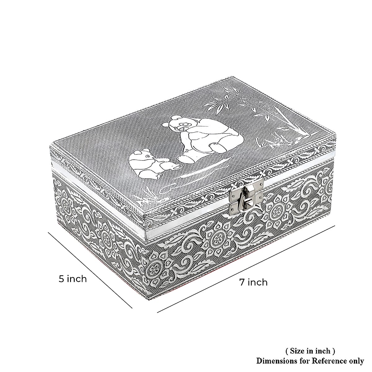 Aluminum Oxidized Panda Pattern Jewelry Box with Tray image number 6
