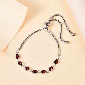 D'Joy Mozambique Garnet 4.10 ctw Bolo Bracelet in Sterling Silver 