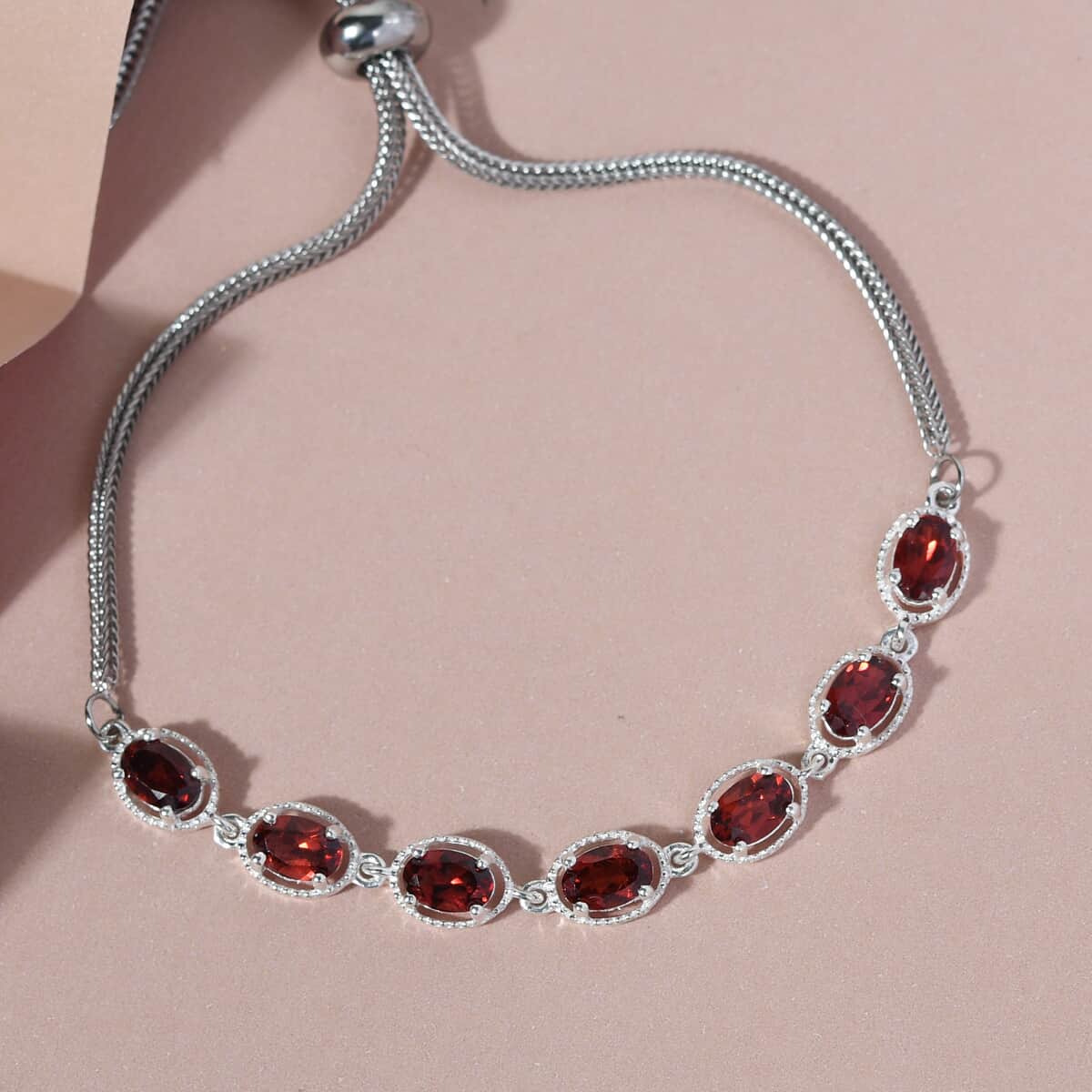 Mozambique Garnet Bolo Bracelet in Sterling Silver 4.10 ctw image number 2