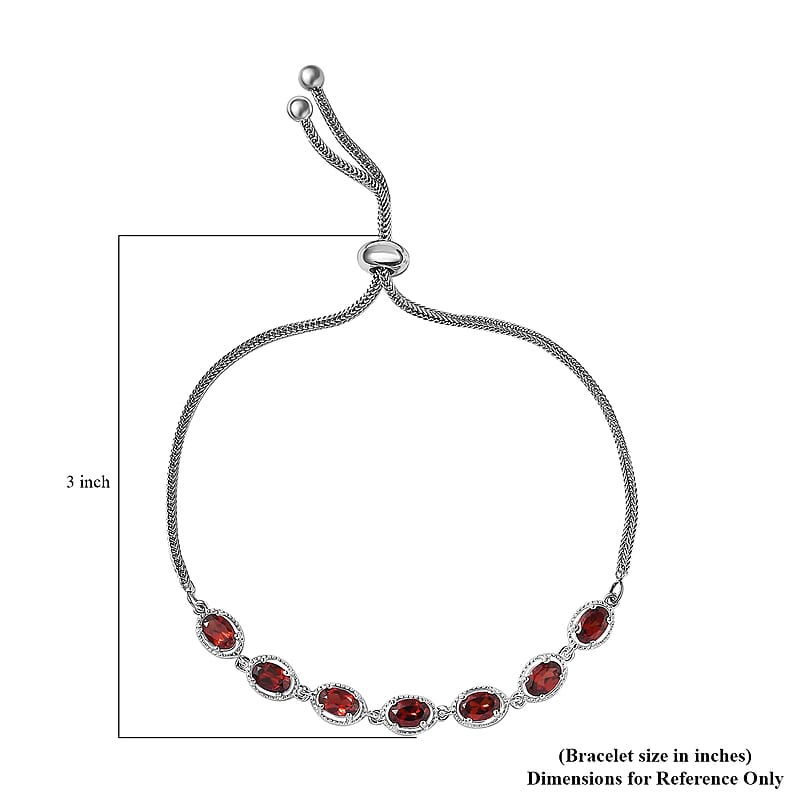 D'Joy Mozambique Garnet 4.10 ctw Bolo Bracelet in Sterling Silver