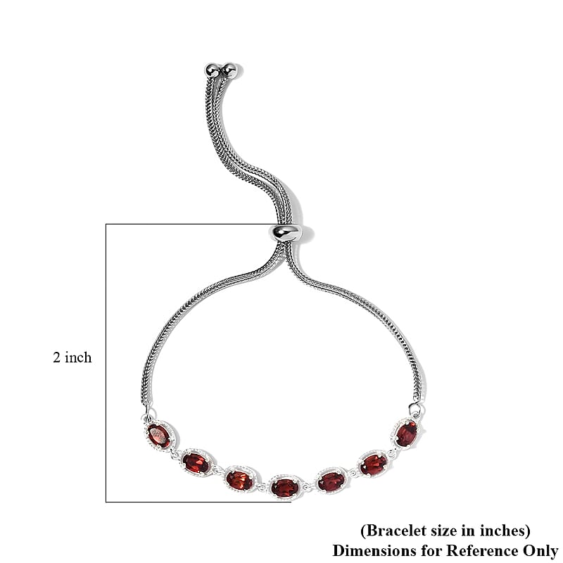 D'Joy Mozambique Garnet 4.10 ctw Bolo Bracelet in Sterling Silver