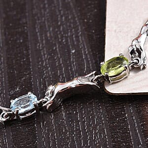 Karis Multi Gemstone 2.50 ctw Magic Ball Panther Station Bracelet in Platinum Bond (Adjustable)