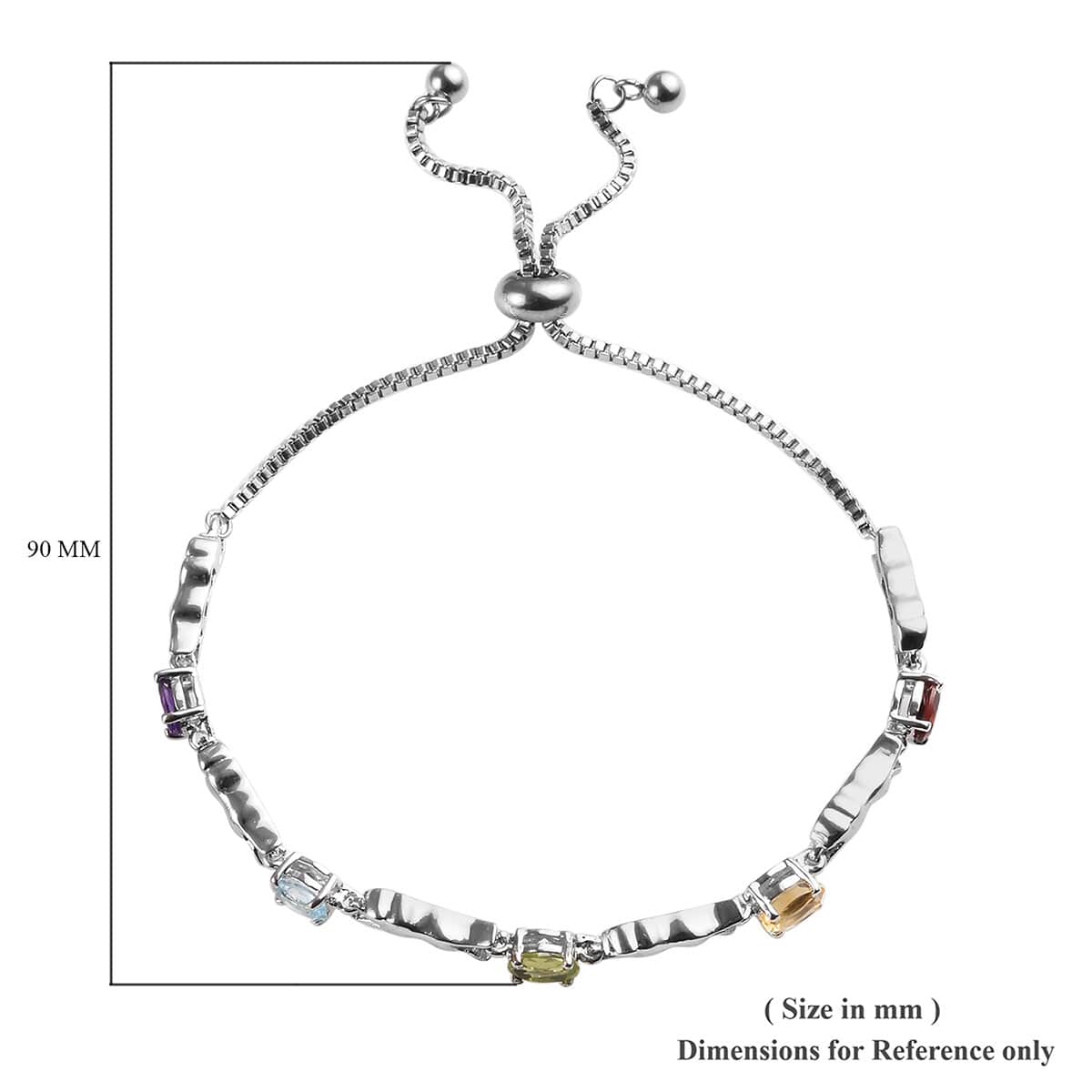 Karis Multi Gemstone 2.50 ctw Magic Ball Panther Station Bracelet in Platinum Bond (Adjustable) image number 4