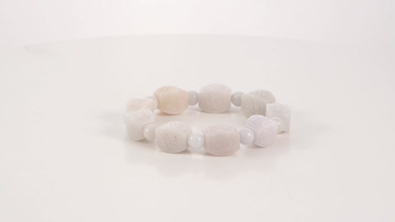 Natural Jade Carved Scroll Stretch Bracelet and Dangle Earrings in Sterling Silver 214.00 ctw