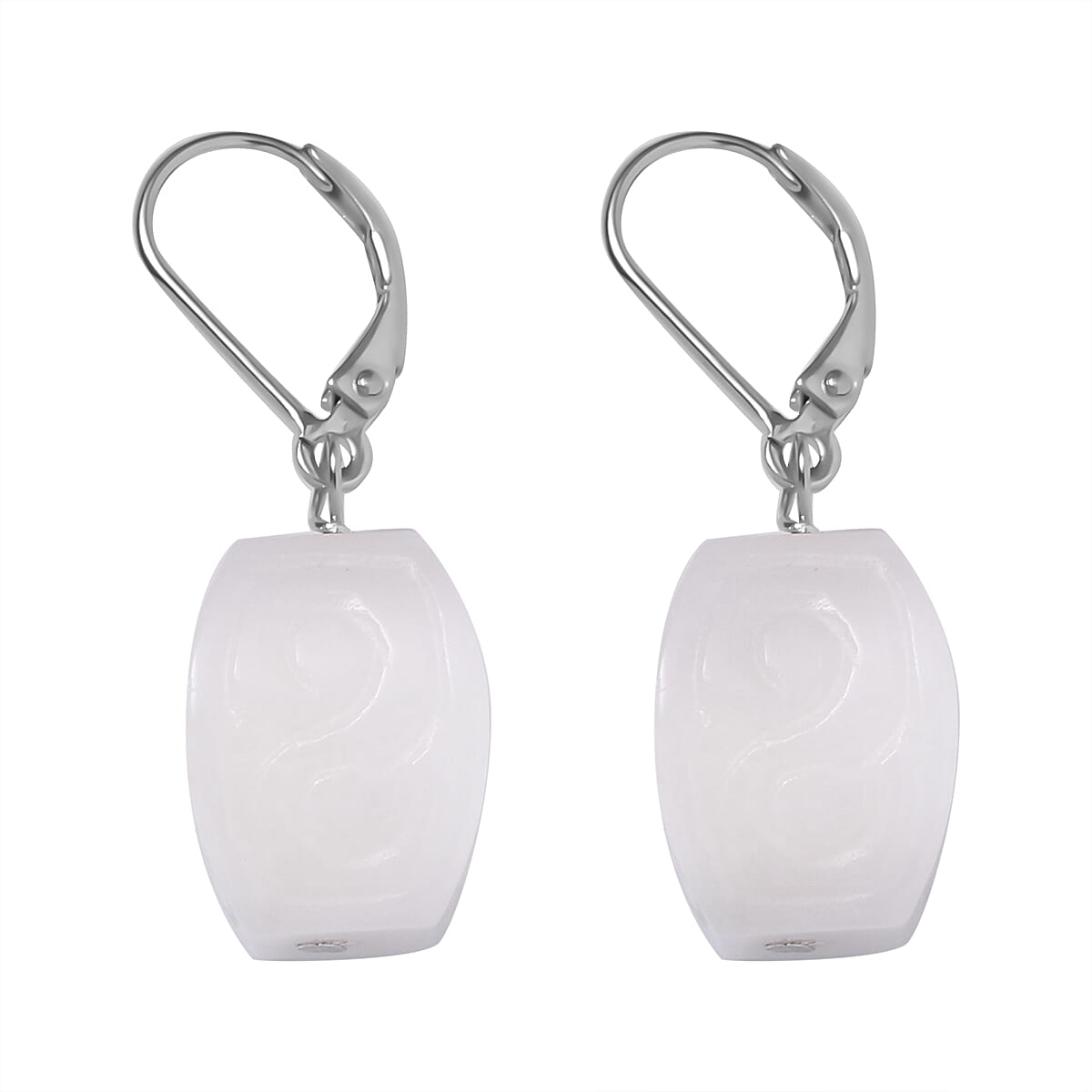 Natural Jade Carved Scroll Stretch Bracelet and Dangle Earrings in Sterling Silver 214.00 ctw image number 5