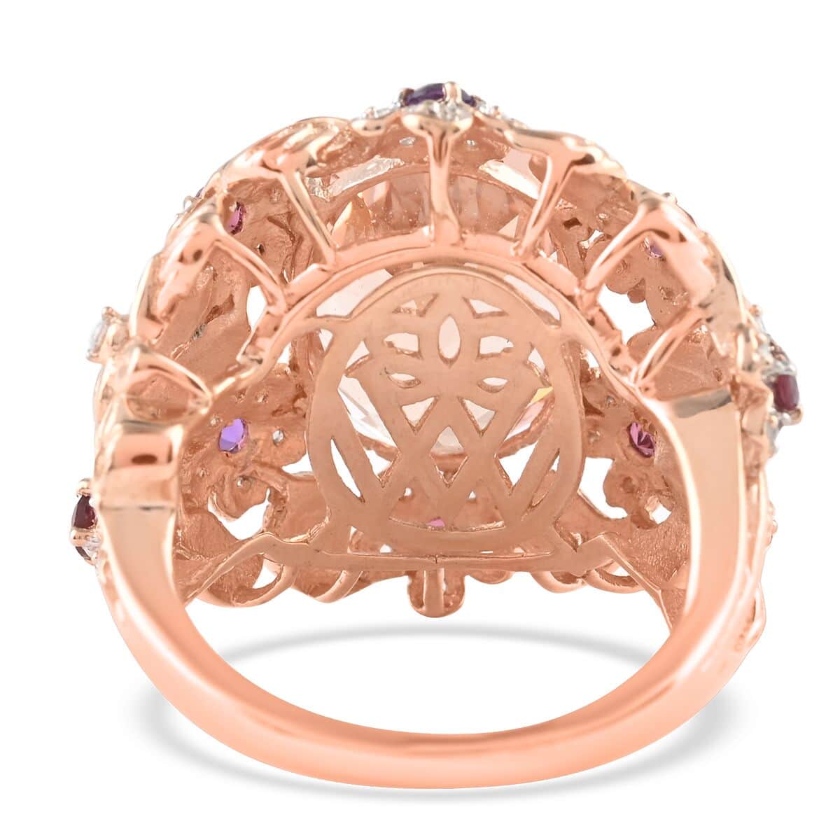 Marropino Morganite and Multi Gemstone Ring in 14K Rose Gold Over Sterling Silver (Size 8.0) 10.19 ctw image number 4