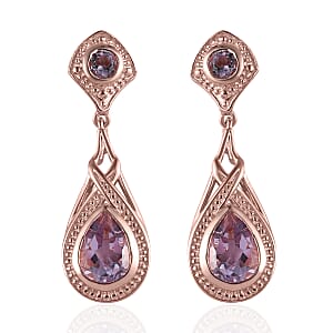 EverTrue Rose De France Amethyst  Earrings in 18K RG Plated, Dangle Drop Earrings, Wedding Gifts For Women 3.90 ctw