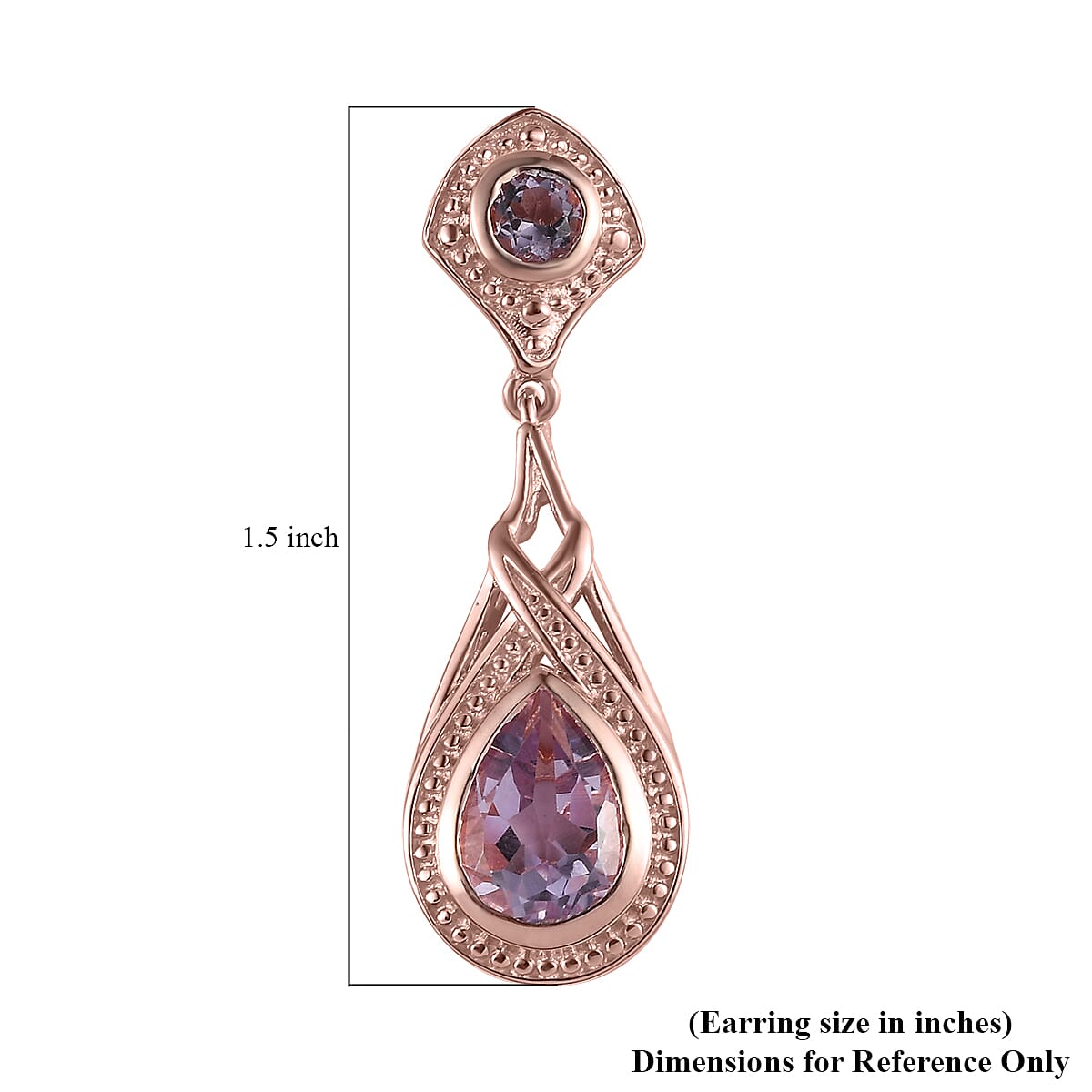 EverTrue Rose De France Amethyst  Earrings in 18K RG Plated, Dangle Drop Earrings, Wedding Gifts For Women 3.90 ctw