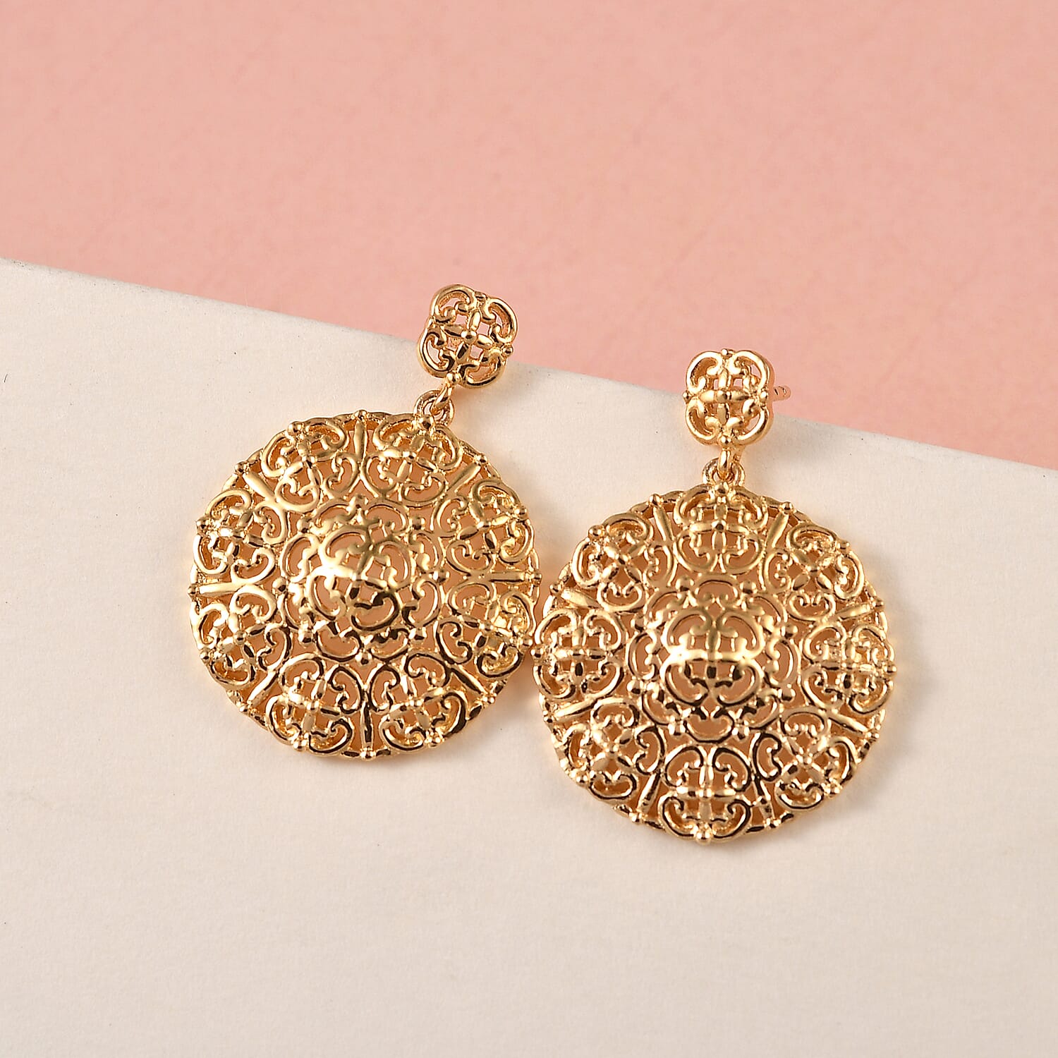 EverTrue Openwork Earrings in 18K YG Plated