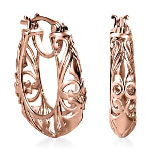 Karis Openwork Basket Hoop Earrings in 18K Rose Gold Plated