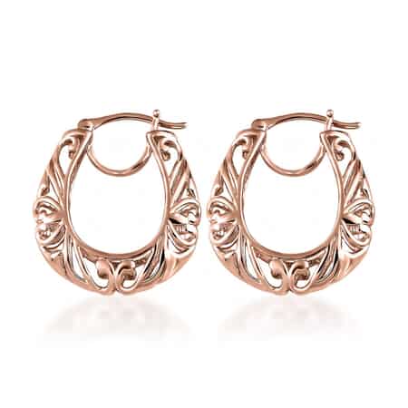 Karis Openwork Basket Hoop Earrings in 18K Rose Gold Plated image number 5