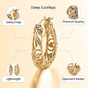 EverTrue Openwork Basket Hoop Earrings in 18K YG Plated