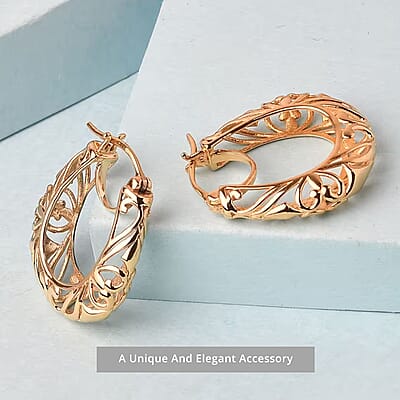 EverTrue Openwork Basket Hoop Earrings in 18K YG Plated