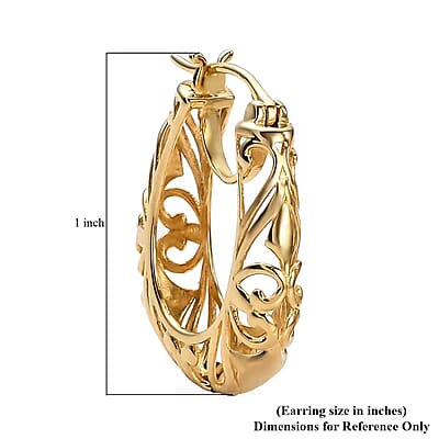 EverTrue Openwork Basket Hoop Earrings in 18K YG Plated
