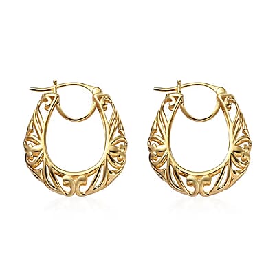 EverTrue Openwork Basket Hoop Earrings in 18K YG Plated