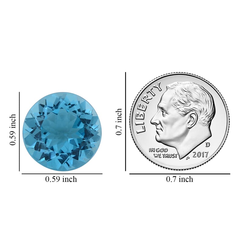 Swiss Blue Topaz (Rnd 15 mm) 12.50 ctw