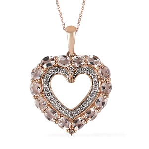 14K Rose Gold Marropino Morganite and Diamond Accent Pendant Necklace 20 Inches 2.65 ctw