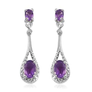 Karis Amethyst 1.15 ctw Drop Earrings in Platinum Bond