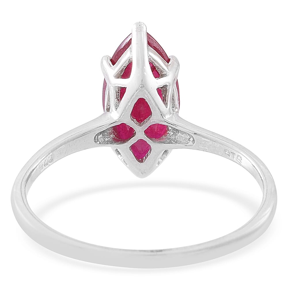 Niassa Ruby Sterling Silver Marquise Solitaire Ring (Size 10.0) TGW 3.55 cts.