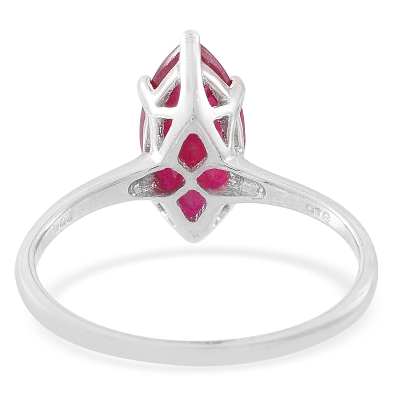 Niassa Ruby Sterling Silver Marquise Solitaire Ring (Size 10.0) TGW 3.55 cts.