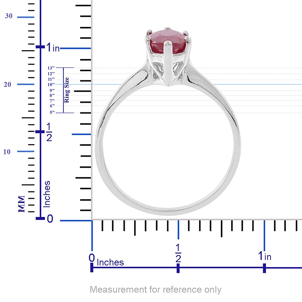 Niassa Ruby Sterling Silver Marquise Solitaire Ring (Size 10.0) TGW 3.55 cts.