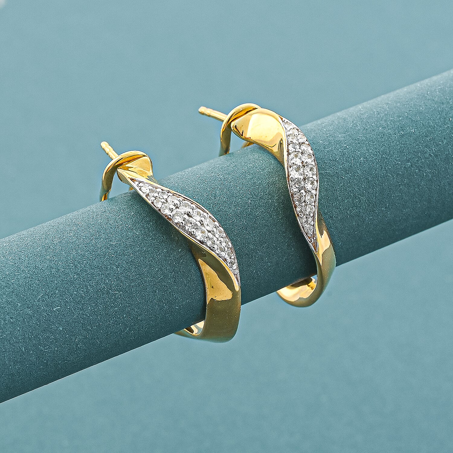 Zircon 0.50 ctw Earrings in 14K Yellow Gold Over Sterling Silver