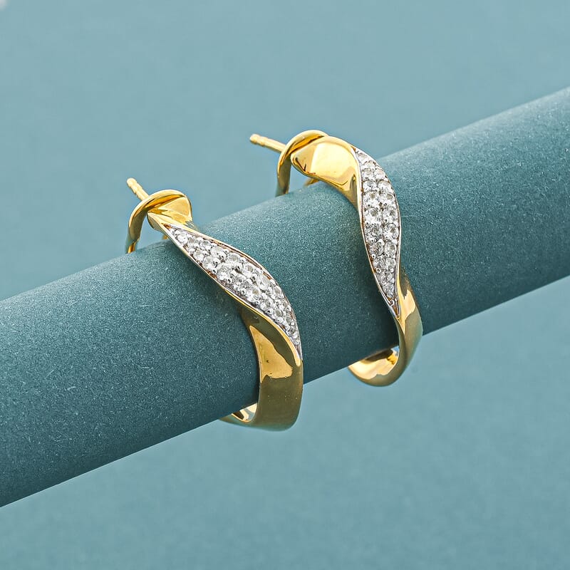 Zircon 0.50 ctw Earrings in 14K Yellow Gold Over Sterling Silver