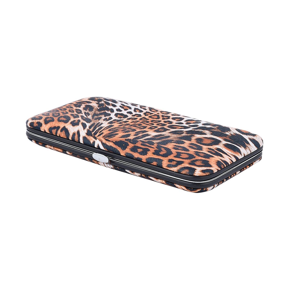 14 Piece Stainless Steel Manicure Grooming Kit in Brown Leopard Print Faux Leather Case image number 2