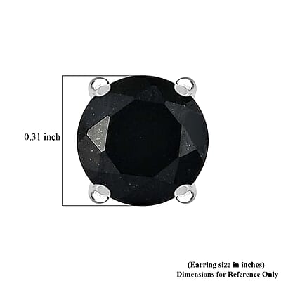 D'Joy Australian Black Tourmaline 4.40 ctw Solitaire Stud Earrings in Platinum Over Sterling Silver