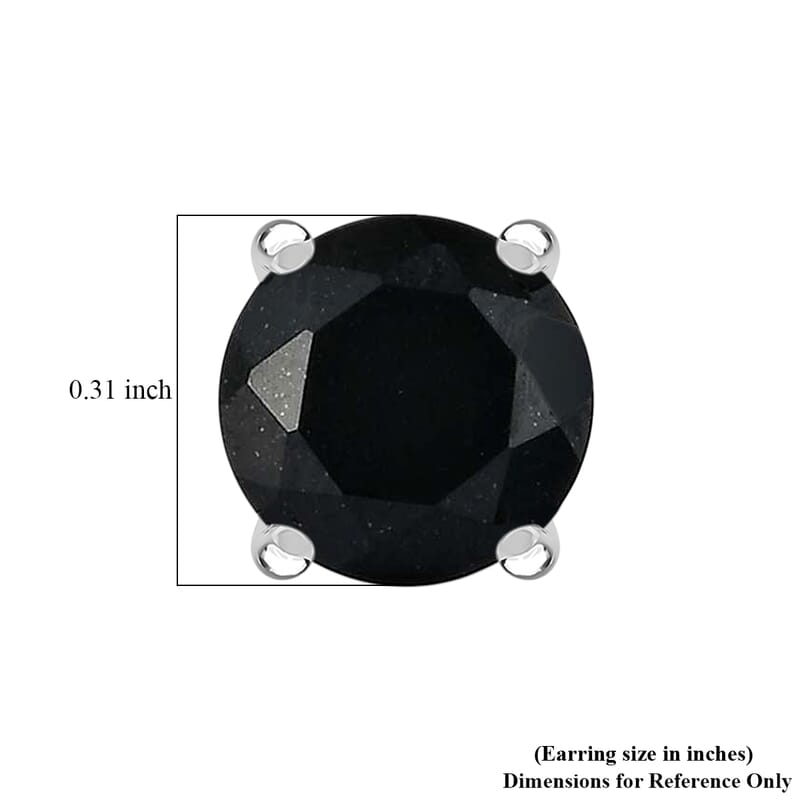 D'Joy Australian Black Tourmaline 4.40 ctw Solitaire Stud Earrings in Platinum Over Sterling Silver