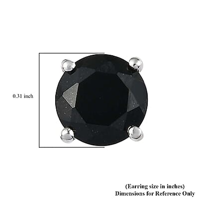 D'Joy Australian Black Tourmaline 4.40 ctw Solitaire Stud Earrings in Platinum Over Sterling Silver