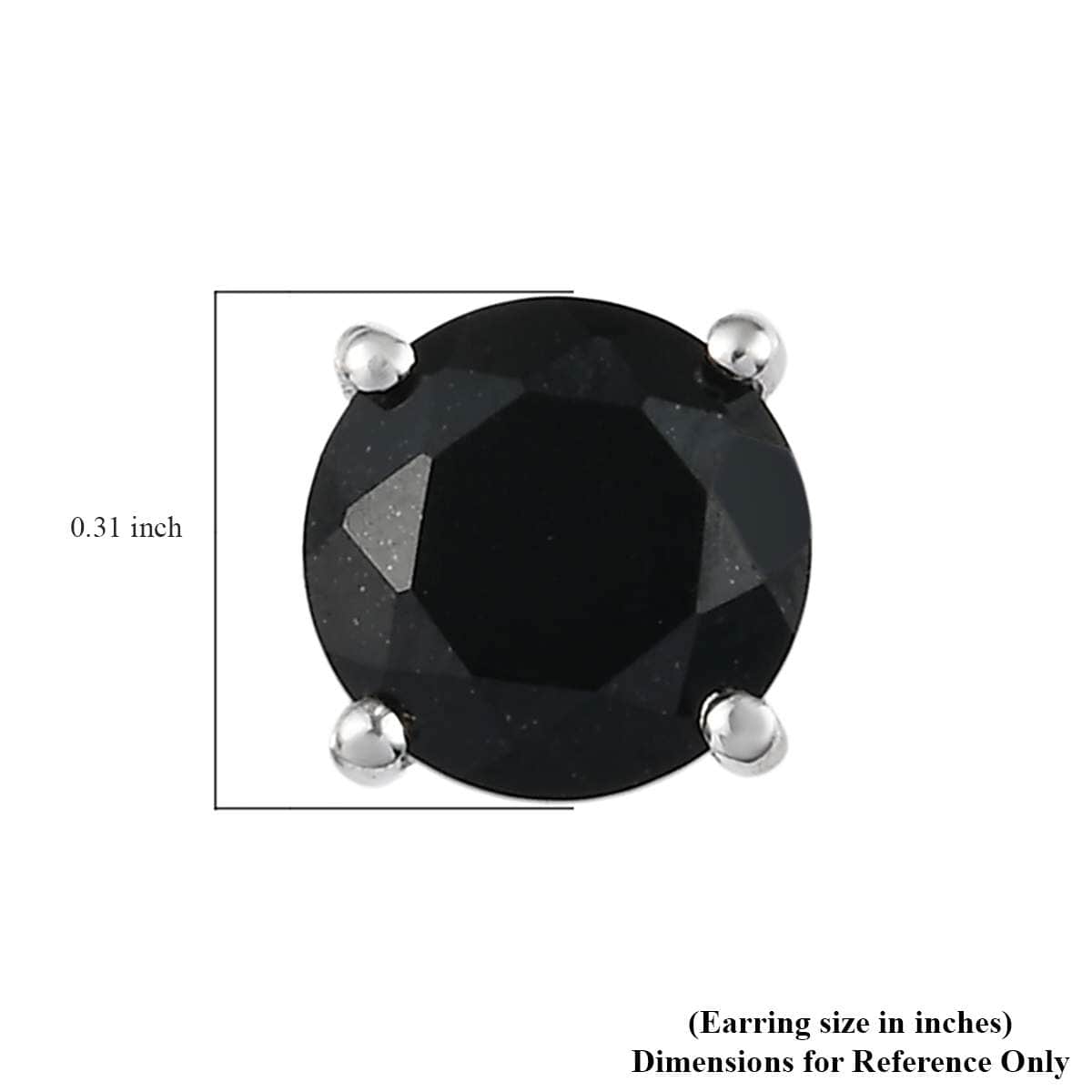 Australian Black Tourmaline Stud Earrings in Platinum Plated Sterling Silver, Black Solitaire Earrings For Women, Wedding Jewelry Gifts 4.40 ctw image number 5