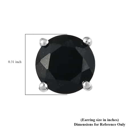 Australian Black Tourmaline Stud Earrings in Platinum Plated Sterling Silver, Black Solitaire Earrings For Women, Wedding Jewelry Gifts 4.40 ctw image number 5