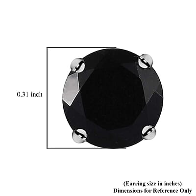 D'Joy Australian Black Tourmaline 4.40 ctw Solitaire Stud Earrings in Platinum Over Sterling Silver