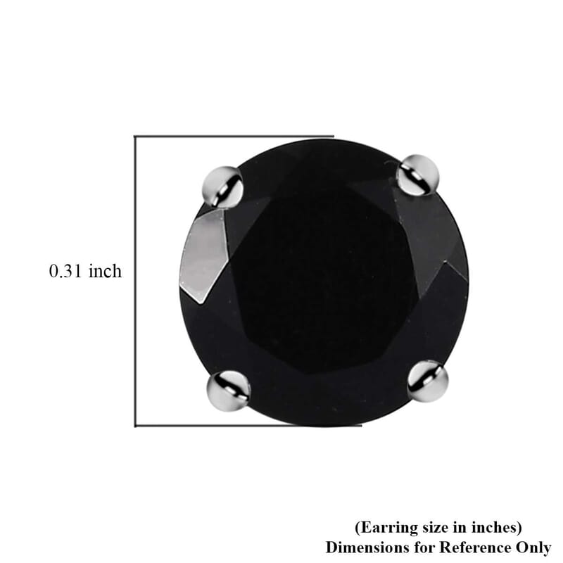 D'Joy Australian Black Tourmaline 4.40 ctw Solitaire Stud Earrings in Platinum Over Sterling Silver