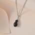 Australian Black Tourmaline and Thai Black Spinel Pendant Necklace 20 Inches in Platinum Over Sterling Silver 2.50 ctw image number 3