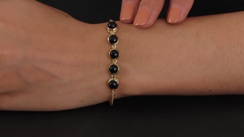 KARIS 5.10 ctw Black Onyx Magic Ball Bracelet in ION Plated 18K Yellow Gold