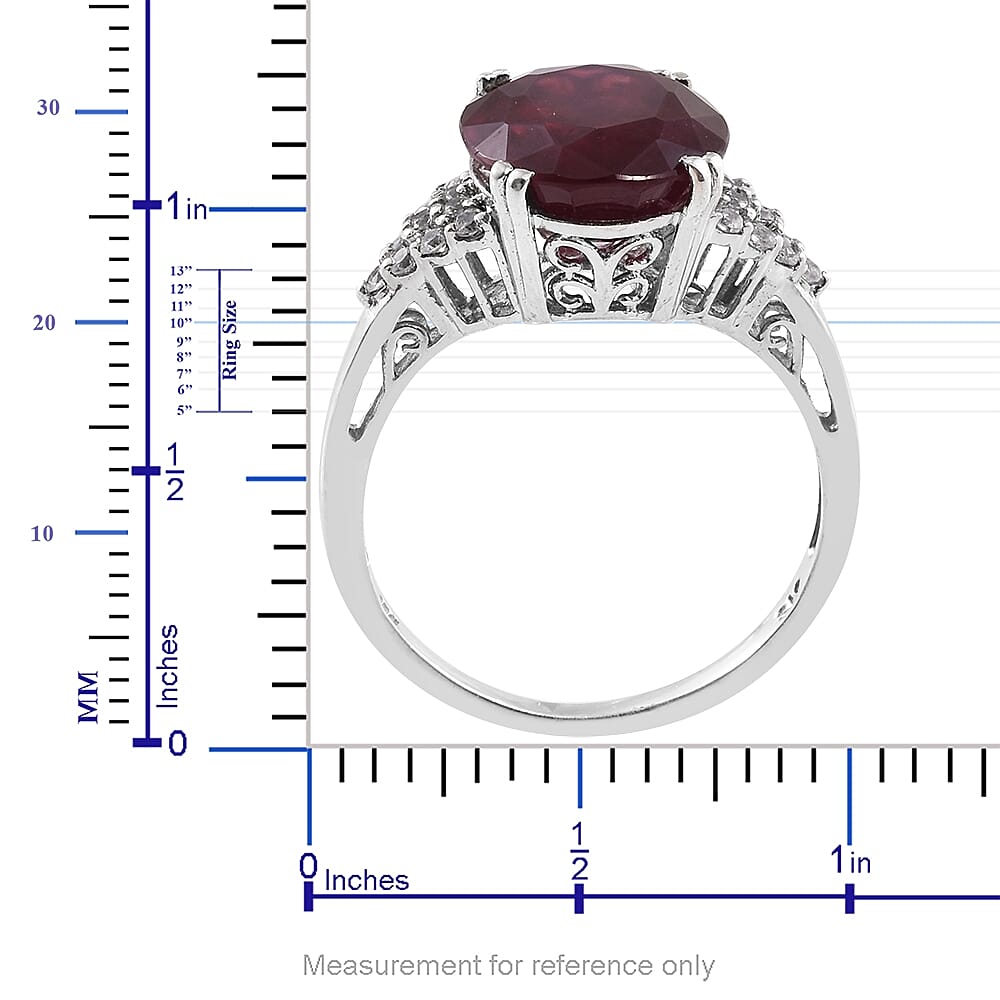 Niassa Ruby (FF), Cambodian Zircon Platinum Over Sterling Silver Ring (Size 7.0) TGW 11.90 cts.