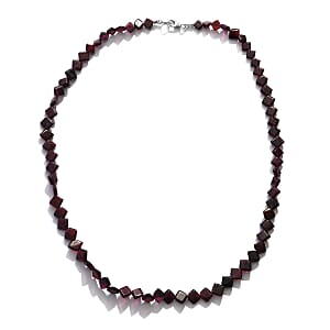 Orissa Rhodolite Garnet Kite Shape Beaded Necklace 18 Inches in Sterling Silver 60.00 ctw