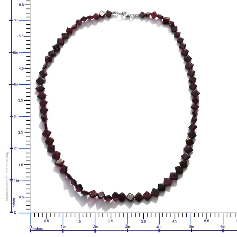 Orissa Rhodolite Garnet Kite Shape Beaded Necklace 18 Inches in Sterling Silver 60.00 ctw