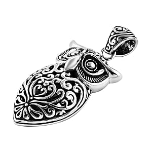 Bali Legacy Owl Pendant without Chain in Sterling Silver, Silver Jewelry For Women, Stylish Pendant without Chain in Silver 9.1 grams