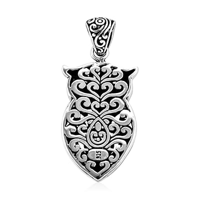 Bali Legacy Owl Pendant without Chain in Sterling Silver, Silver Jewelry For Women, Stylish Pendant without Chain in Silver 9.1 grams