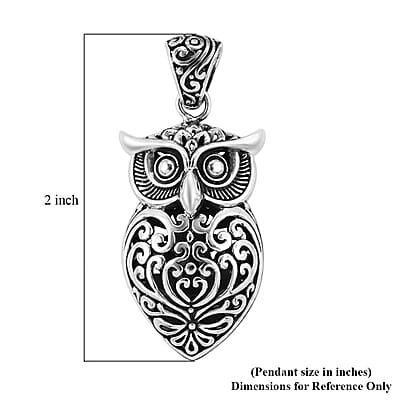 Bali Legacy Owl Pendant without Chain in Sterling Silver, Silver Jewelry For Women, Stylish Pendant without Chain in Silver 9.1 grams