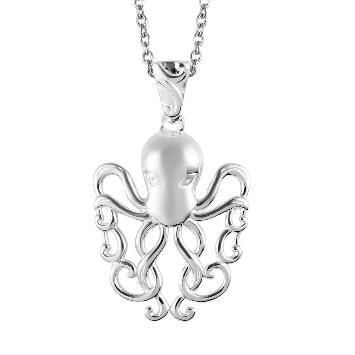 Sterling Silver Stainless Steel Necklace, Octopus Pendant, Necklace With Magnetic Clasp  (20 Inches) image number 0
