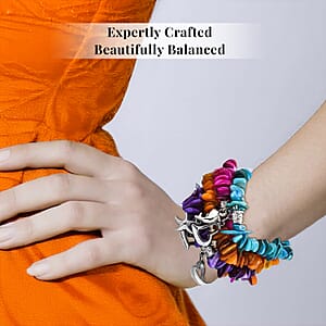 Set of 5 Multi Color Shell Stretch Bracelet, Charm Bracelets For Women