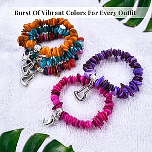 Set of 5 Multi Color Shell Stretch Bracelet, Charm Bracelets For Women
