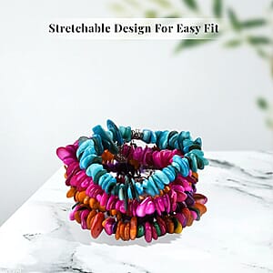 Set of 5 Multi Color Shell Stretch Bracelet, Charm Bracelets For Women