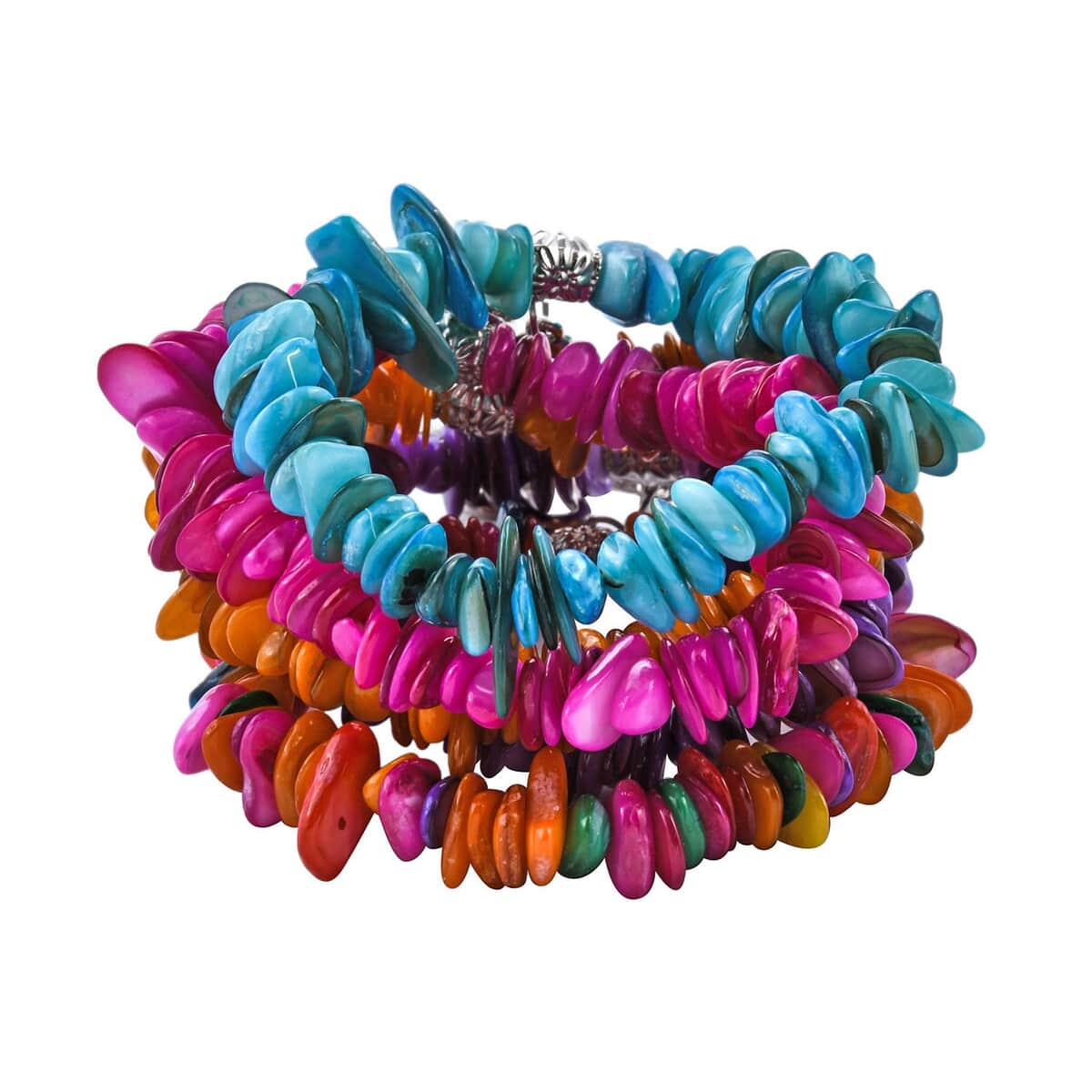 Set of 5 Multi Color Shell Stretch Bracelet, Charm Bracelets For Women image number 3