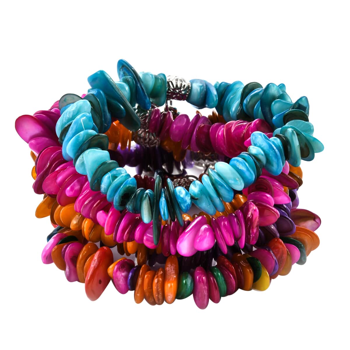 Set of 5 Multi Color Shell Stretch Bracelet, Charm Bracelets For Women image number 4