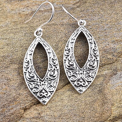 Filigree Drop Earrings, Filigree Earrings For Women, Sterling Silver Earrings, Silver Drop Earrings